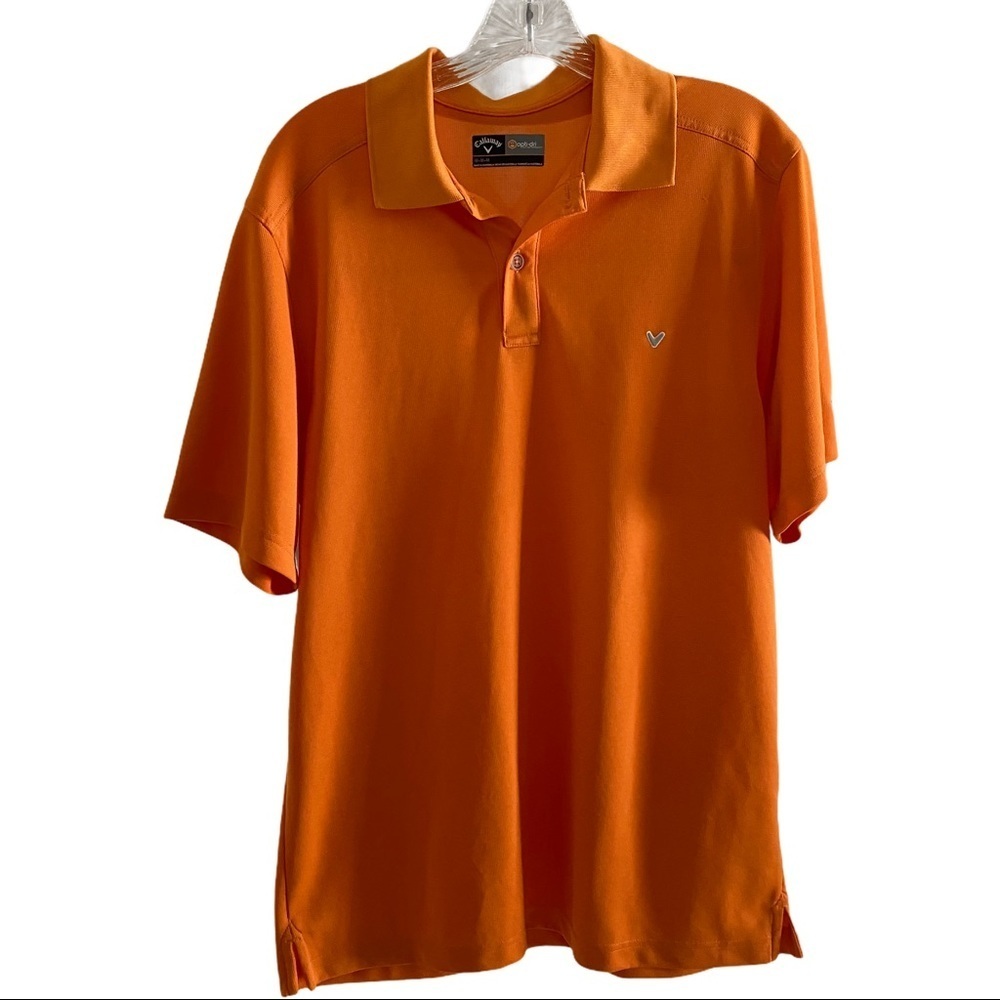 Callaway Golf Orange Opti-Dri Jersey Knit Golf Polo Shirt Men’s Sz Medium